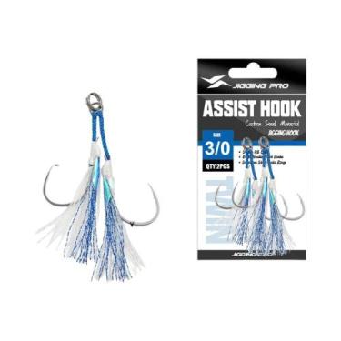Imagem de Anzóis De Pesca Jigging Glow Feather Twin Assist 1/0 2/0 3/0 4/0 Com B