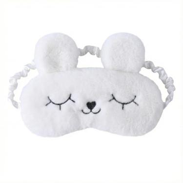 Imagem de Máscara de dormir confortável com bloqueio de luz para viagens para casa e relaxamento com design macio de orelha de coelho em branco