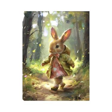 Imagem de Pintura Em Tela Vintage De Coelho Da Páscoa Lendo Um Livro, Arte De Pa