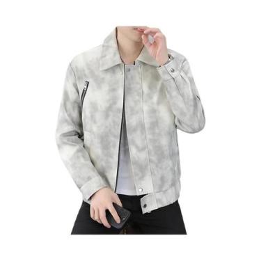 Imagem de Jaqueta Masculina Estilosa E Versátil De Couro PU À Prova De Vento, Te