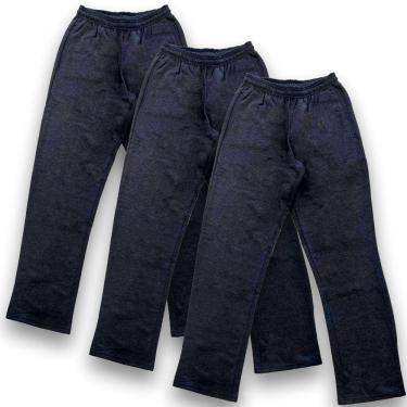 Imagem de Kit 3 Calça Moletom Adulto - Flanelada / Peluciada - Azul