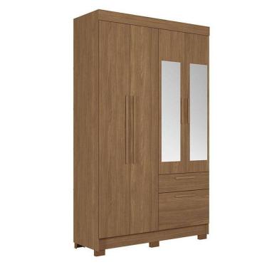 Imagem de Guarda Roupa Solteiro 4 Portas Londrina Com Espelho Jatobá - Santos Andirá