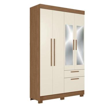 Imagem de Guarda Roupa Solteiro 4 Portas Londrina Com Espelho Jatobá Areia - Santos Andirá