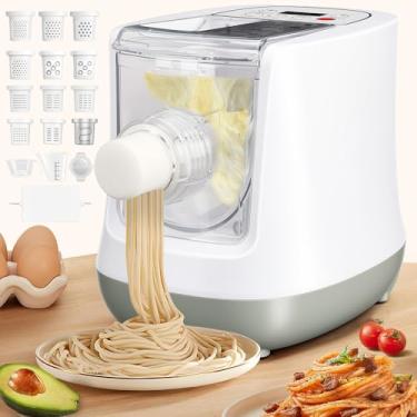 Imagem de Maquina Macarrao Eletrica, Maquina de Macarrão, Máquina de Macarrão, 110V, 260W, 12 Discos para Massa Larga, Fina e Mais, Até 650g de Farinha.