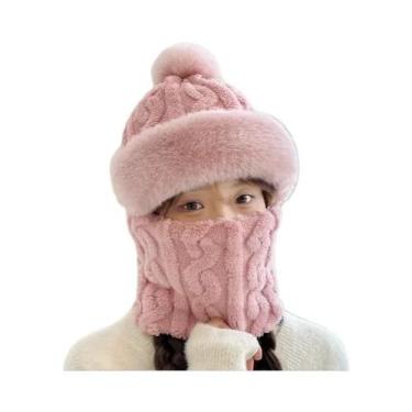 Imagem de Balaclava Térmica Feminina De Inverno Com Forro De Lã E Gorro (2 Peças