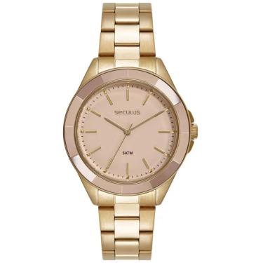Imagem de Relógio Seculus Feminino Ref: 77346lpsvds1 Fashion Crâmica Dourado