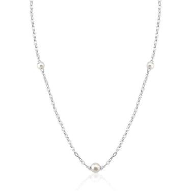 Imagem de Colar Choker Perolas Sintéticas 4mm 5mm Prata 925