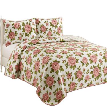 Imagem de Kit Cobre Leito Colcha Queen Boutik Dupla Face - Estampa 48 - 100% Poliéster