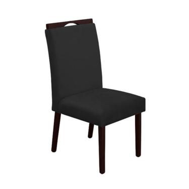 Imagem de Cadeira Mesa De Jantar Madeira Maciça Veludo Premium Heloísa Preto Castanho