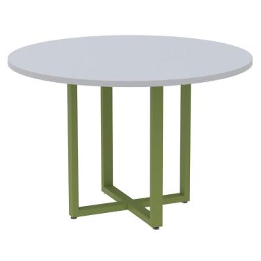Imagem de Mesa De Reunião Redonda P25 Pandin 110 Cm (largura) Tampo Mdp Cinza Pé Aço Tubular Verde Mirô