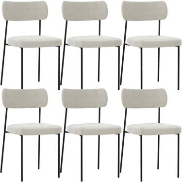 Imagem de Kit 06 Cadeiras Para Sala De Jantar L02 Bouclê Creme