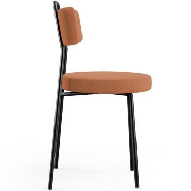 Imagem de Kit 06 Cadeiras Decorativas Estofada Sala De Jantar Barcelona L02 Bouclê Terracota - Lyam Decor