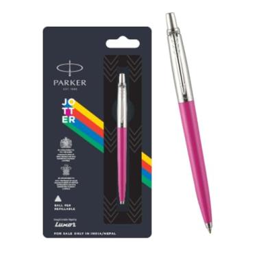 Imagem de Parker Jotter Originals Caneta esferográfica com acabamento cromado | Cor do corpo rosa | Cor da tinta - Azul | Presente corporativo | Ideal para uso profissional