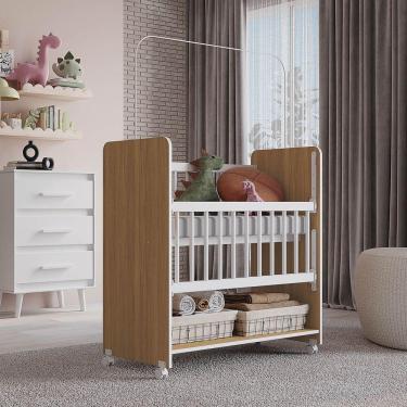 Imagem de Berço Lótus Com Grade Móvel Mb1 Cor Savana Branco