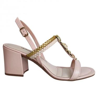 Imagem de Sandália Casual Com Pedrarias Feminina Dakota Y9981, Rosa, 36