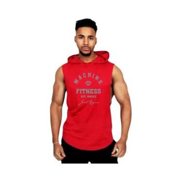 Imagem de Camiseta Regata Masculina Com Capuz, Ajuste Musculoso, Algodão, Sem Ma