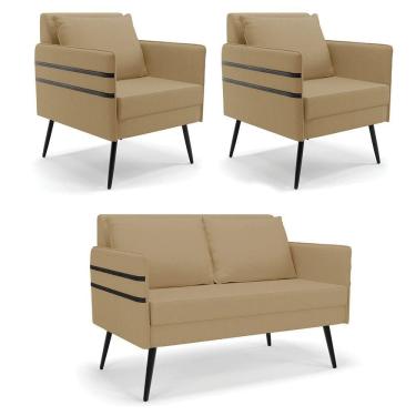 Imagem de Kit 01 Namoradeira E 02 Poltronas Linho A32 Palha