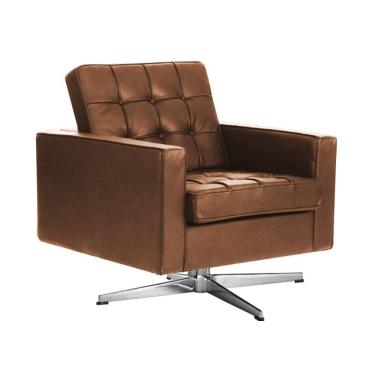 Imagem de Poltrona Fk Giratória Couro Natural Marrom Base Alumínio