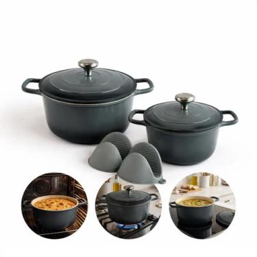 Imagem de Jogo de Panelas Cerâmica com Indução 2 Caçarolas 20cm e 24cm Antiadere