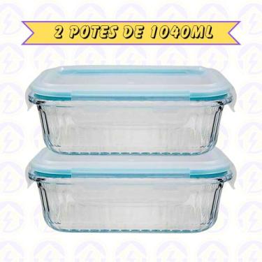 Imagem de 2un Pote de Vidro Canelado Hermético 1040ml Marmita Forno Detalhes - B