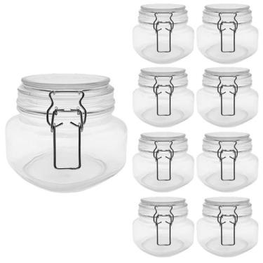 Imagem de Kit 8 Pote Hermético Vidro C/ Trava Silicone E Vedação 500ml - INGA