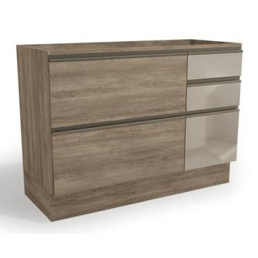 Imagem de Balcão de pia 1 Porta 4 Gavetas com Vidro G747 Kappesberg Nogal