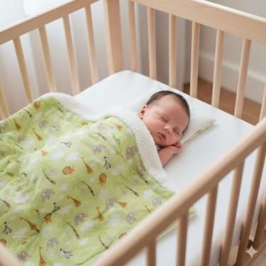 Imagem de Manta Sherpa Dupla Face Para Bebê Menina - Remi Enxovais, safare verde