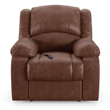 Imagem de Poltrona Do Papai Reclinável Sala De Cinema Barcelona Controle Elétrico Pu Marrom Brilho
