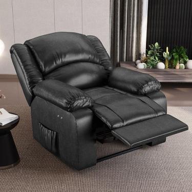 Imagem de Poltrona Do Papai Reclinável Sala De Cinema Barcelona Touch Pu Preto Brilho