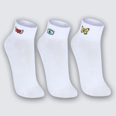 Imagem de Kit 3 Meias Cano Curto Lupo Adulto Feminino 4535-889, Sortido 0936, 34