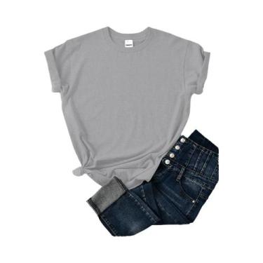 Imagem de Camisetas Femininas De Verão Em Cores Sólidas, Soltas, Com Decote Redo