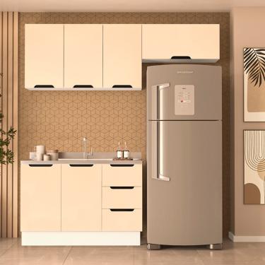 Imagem de Cozinha Modulada 3 Peças sem Pia e Rodapé Maeena Politorno - Branco/Creme