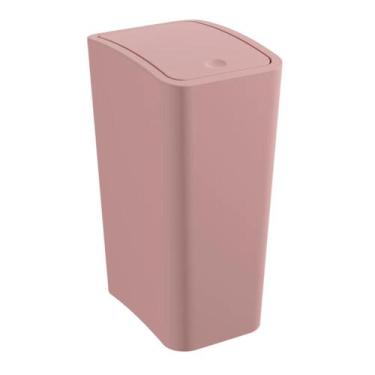 Imagem de Lixeira Cesto De Lixo Banheiro Cozinha Tampa Click 8 Litros Rose Astra