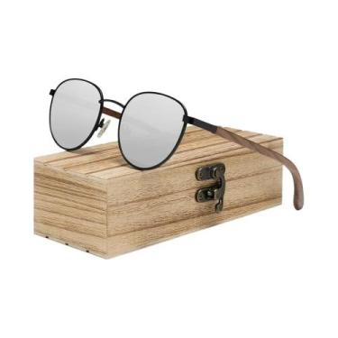 Imagem de Óculos De Sol Polarizados De Madeira UV400 Com Lentes Espelhadas Redon