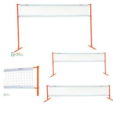 Imagem de Kit Mini Vôlei Portátil Com Rede E Postes Ajustáveis - Fácil Esporte