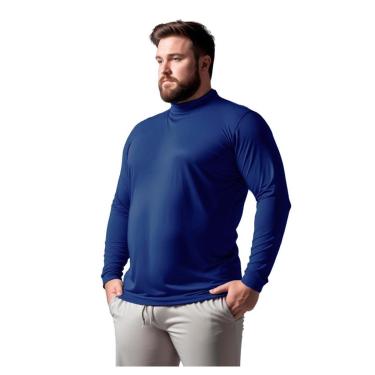 Imagem de Camisa Térmica Proteção UV Segunda Pele Dry Plus Size Gola Alta Manga Longa-Masculino