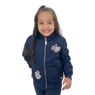 Imagem de Jaqueta Casaco Blusa Infantil Menina Sem Capuz Premium Olyns, 04, Azul