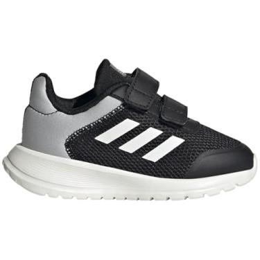 Imagem de adidas Tênis infantil unissex Tensor Run 2.0 com gancho e laço, Preto/Branco/Cinza (Lace-up), 18
