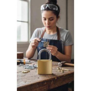 Imagem de Cadeado Latão 25mm Dourado  Segurança e Durabilidade - Congratulations
