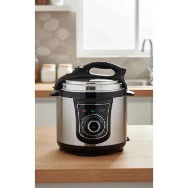 Imagem de Panela Pressão Elétrica 4L 840W Aço Inox - Cozinha Rápida e - Congratu