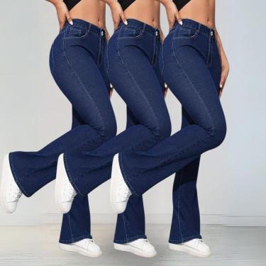 Imagem de Kit Calça Skinny Flare Tex Jeans Elegante e Casual Feminina-Feminino