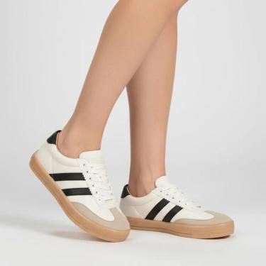 Imagem de Tênis Casual Byara Branco Base Confortável De Amarrar-Feminino