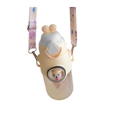 Imagem de Garrafa Infantil 520ml Coelho Alça - Canudo Anti-vazamento - Genérico