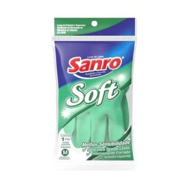 Imagem de Luva de Látex Verde M Sanro Soft