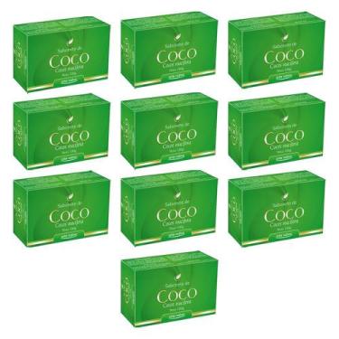 Imagem de kit 10 sabonete de coco com óleo vegetal palmiste deixa pele limpa mac