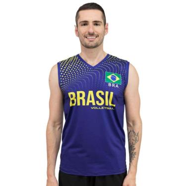 Imagem de Camisa de Vôlei Brasil 2023 Azul Masculina-Masculino