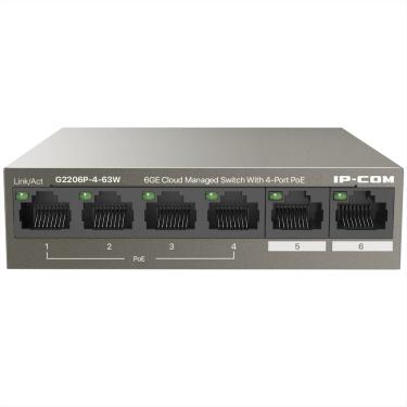 Imagem de Switch 6 Portas IP-COM G2206P-4-63W - Gigabit - 4 Portas PoE e 2 Portas Uplink - Gerenciável em Nuvem