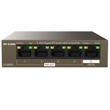 Imagem de Switch 5 Portas IP-COM G1105PD - Gigabit - 4 Portas PoE e 1 Porta PoE In - Não Gerenciável