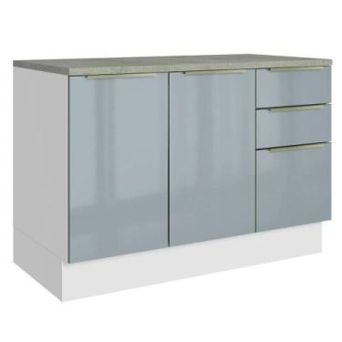 Imagem de Balcão De Cozinha 120 Cm 2 Portas 3 Gavetas Branco/cinza Lux Madesa Br