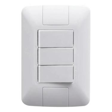Imagem de Interruptor Simples Triplo Com Placa Tramontina Aria Cor Bra - Congrat